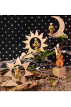 Sternkopf-Engel Mini aus Akazienholz im Stern sitzend mit Posaune